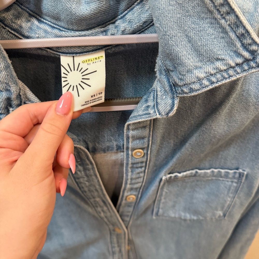 Oversized Aerie Light Blue Denim Shirt - Picture 3 of 3